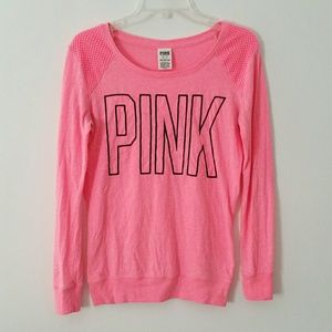 VS PINK Long Sleeve Mesh Shoulder Sweater